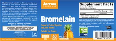 Photo of the Jarrow Formulas Bromelain 1000 GDU label