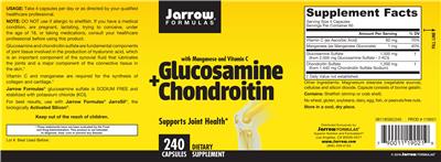 Photo of the Jarrow Formulas Glucosamine + Chondroitin label