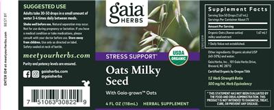 Photo of the Gaia Herbs Oats Milky Seed label
