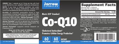 Photo of the Jarrow Formulas Co-Q10 60 mg label