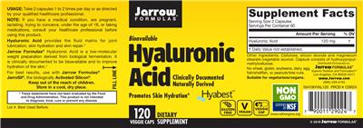 Photo of the Jarrow Formulas Hyaluronic Acid label