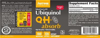 Photo of the Jarrow Formulas QH-absorb 100 mg label