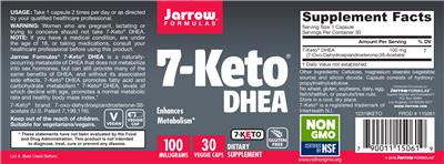 Photo of the Jarrow Formulas 7-Keto DHEA 100 mg label
