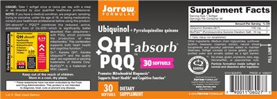 Photo of the Jarrow Formulas QH+absorb + PQQ label