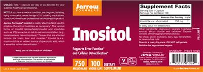 Photo of the Jarrow Formulas Inositol 750 mg label