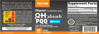 Photo of the Jarrow Formulas QH-absorb + PQQ label