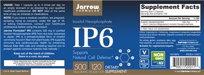 Photo of the Jarrow Formulas IP6 500 mg label