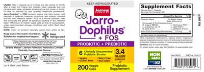 Photo of the Jarrow Formulas Jarro-Dophilus + FOS label