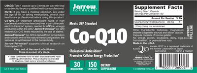 Photo of the Jarrow Formulas Co-Q10 30 mg label