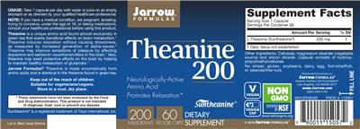 Photo of the Jarrow Formulas Theanine 200 mg label