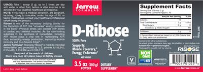 Photo of the Jarrow Formulas D-Ribose label