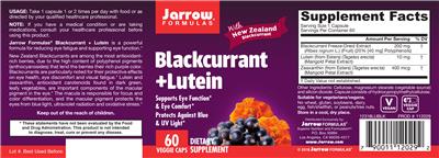 Photo of the Jarrow Formulas Blackcurrant + Lutein label