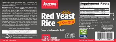 Photo of the Jarrow Formulas Red Yeast Rice label
