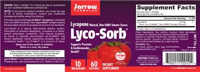 Photo of the Jarrow Formulas Lyco-Sorb 10 mg label