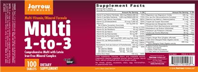 Photo of the Jarrow Formulas Multi 1-to-3 label