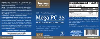 Photo of the Jarrow Formulas Mega PC-35 label