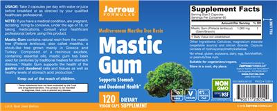Photo of the Jarrow Formulas Mastic Gum label