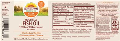 Photo of the Sundown Odor-Less Fish Oil 1290 mg label