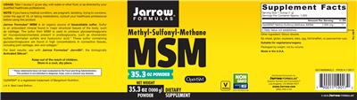 Photo of the Jarrow Formulas MSM Powder label