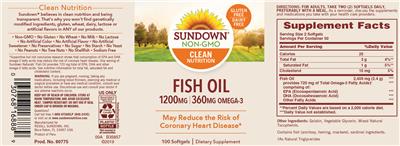 Photo of the Sundown Fish Oil 1200 mg label