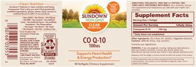Photo of the Sundown Co Q-10 100 mg label