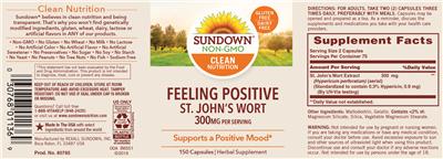 Photo of the Sundown Feeling Positive St. John's Wort 300 mg label