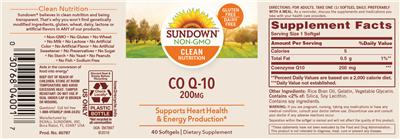Photo of the Sundown Co Q-10 200 mg label