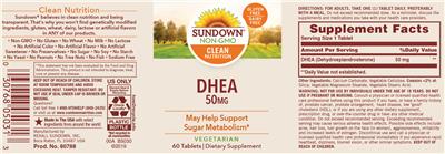 Photo of the Sundown DHEA 50 mg label