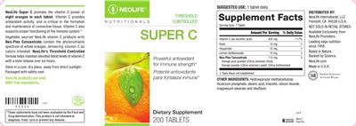 Photo of the NeoLife Nutritionals Super C label