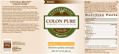 Photo of the GNC Natural Brand Colon Pure Natural Citrus Flavor label