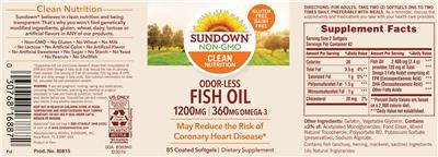 Photo of the Sundown Odor-Less Fish Oil 1200 mg label
