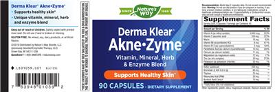 Photo of the Nature's Way Derma Klear Akne-Zyme label