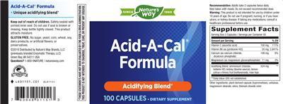 Photo of the Nature's Way Acid-A-Cal Formula label