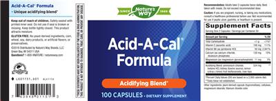 Photo of the Nature's Way Acid-A-Cal Formula label