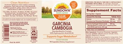 Photo of the Sundown Garcinia Cambogia label