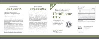 Photo of the Nature's Sunshine UltraBiome DTX label