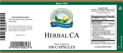 Photo of the Nature's Sunshine Herbal CA label