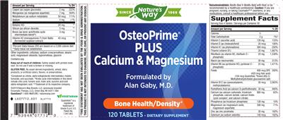 Photo of the Nature's Way OsteoPrime Plus Calcium & Magnesium label