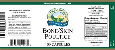 Photo of the Nature's Sunshine Bone/Skin Poultice label