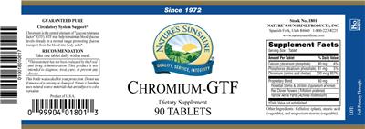 Photo of the Nature's Sunshine Chromium-GTF label