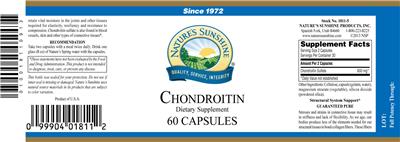 Photo of the Nature's Sunshine Chondroitin label