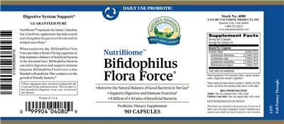 Photo of the Nature's Sunshine NutriBiome Bifidophilus Flora Force label