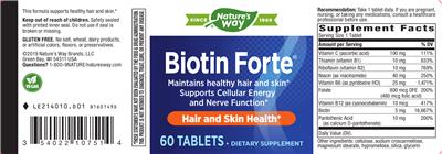 Photo of the Nature's Way Biotin Forte label