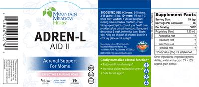 Photo of the Mountain Meadow Herbs Adren-L Aid ll label