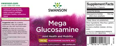 Photo of the Swanson Mega Glucosamine 750 mg label