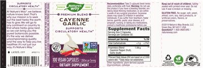 Photo of the Nature's Way Cayenne Garlic label