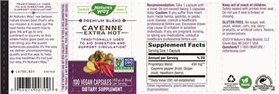 Photo of the Nature's Way Cayenne Extra Hot label