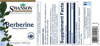Product label for Berberine 400 mg