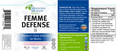 Photo of the Mountain Meadow Herbs Femme Defense ll label