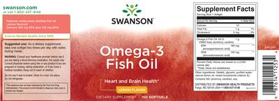 Photo of the Swanson Omega-3 Fish Oil Lemon Flavor label